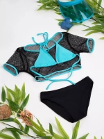 купальник раздельный 3 в 1 топ кроп парео и трусы