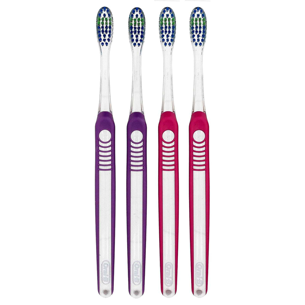 Oral-B, Улучшенная зубная щетка, среднего размера, 4 шт. В упаковке
