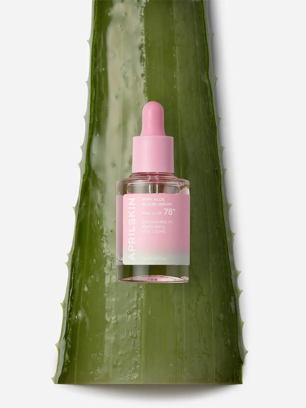 APRILSKIN Осветляющая сыворотка с розовым алоэ и ниацинамидом для сияния кожи Pink Aloe Mucin Serum 30 мл