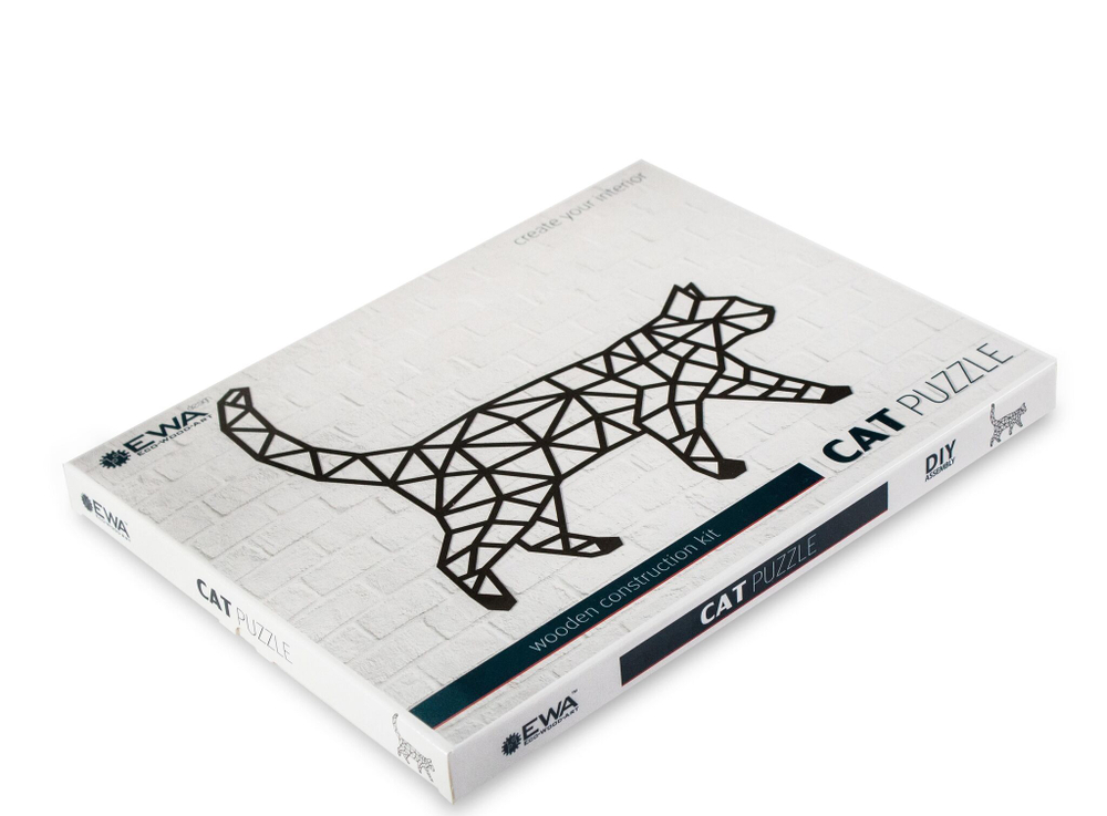 Деревянный декор настенный, панно, сборная модель EWA Design Кошка