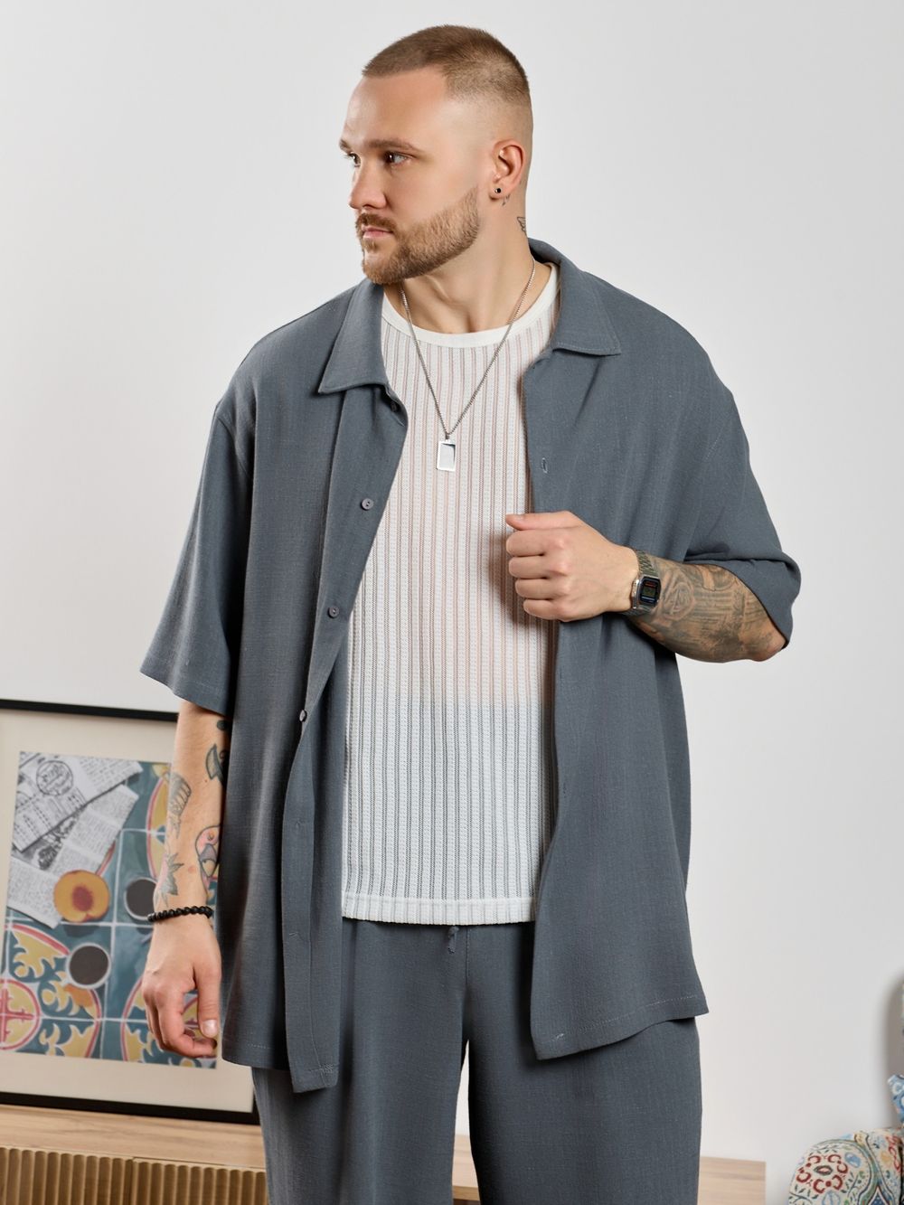 Рубашка мужская Линкольн-1 Виотекс ГРАФИТОВЫЙ