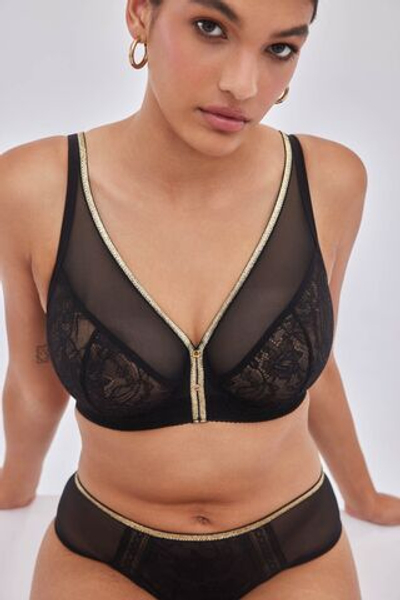 Бюстгальтер-бралетт Chiara с золотистой отделкой (Размер: 80D) (Цвет: черный)