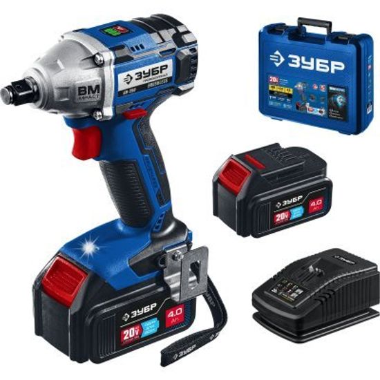Гайковерт бесщеточный ЗУБР T7 20 B 2 акк  кейс GB-250-42  Профессионал