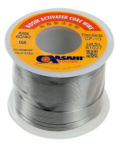 Припой проволока 0.80мм 0.25кг Sn60 / Pb40 (flux CF-10) ПОС 60 / Asahi
