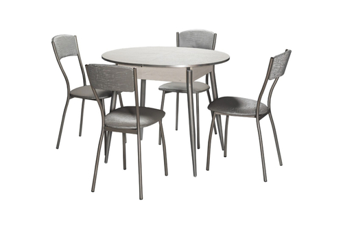 Комплект: Стол Сириус Самерсет + стулья Сильвия серебро Бенгал серый