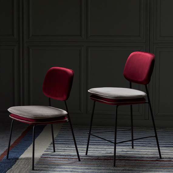 Стул полубарный pea, велюр, бордовый/бежевый