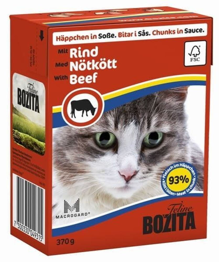 Bozita 370г. мясные кусочки в соусе с говядиной (Tetra Pak)