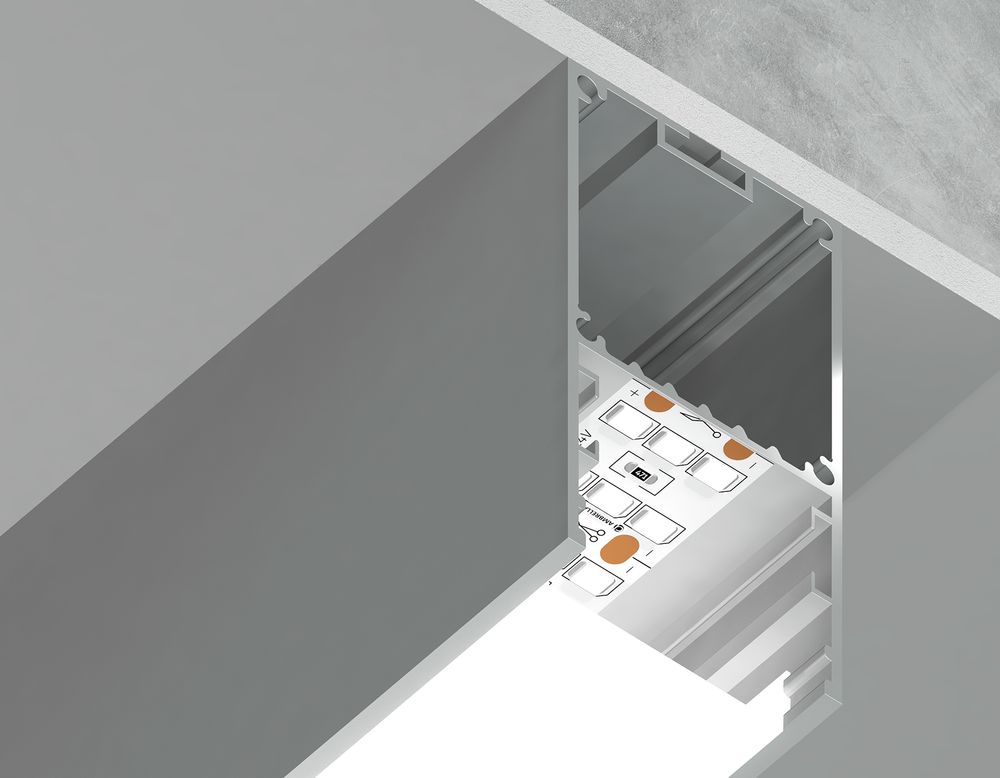 Ambrella Алюминиевый профиль накладной/подвесной "Profile System" 35*67 для светодиодной ленты до 32,8мм Profile System GP3000AL