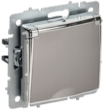BRITE Розетка 1-местная с заземлением с защитными шторками и крышкой 16А IP20 РСбш10-3-БрГН металл хром/никель IEK