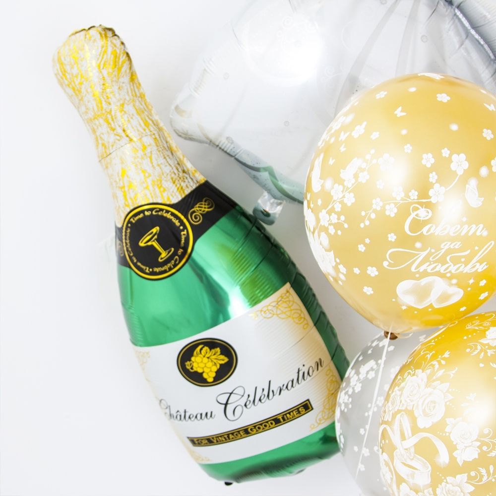 Шар (39"/99 см) Фигура, Бутылка шампанского 1 шт.