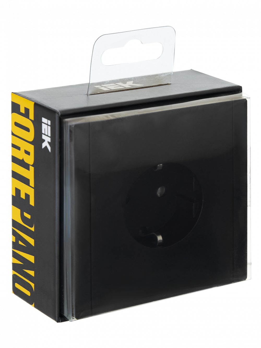 FORTE&PIANO Розетка 1-местная с заземлением с защитными шторками безвинтовое крепление 16А FP113 черный IEK