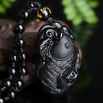 Подвеска Счастливый карп осбидиан О-24