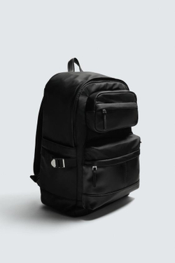 ZARA РЮКЗАК ИЗ ВЫСОКОТЕХНОЛОГИЧНОЙ ТКАНИ С КАРМАНАМИ, ЧЕРНЫЙ
