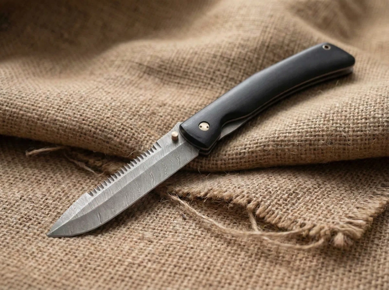 Складной нож "Скелетон", дамасская сталь, рукоять черный мореный граб