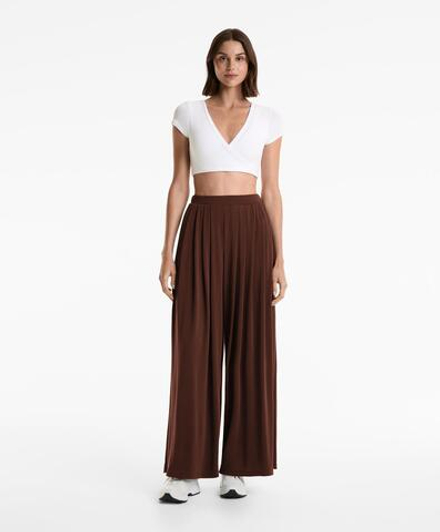 OYSHO Широкие брюки из смесовой модальной ткани, шоколадный