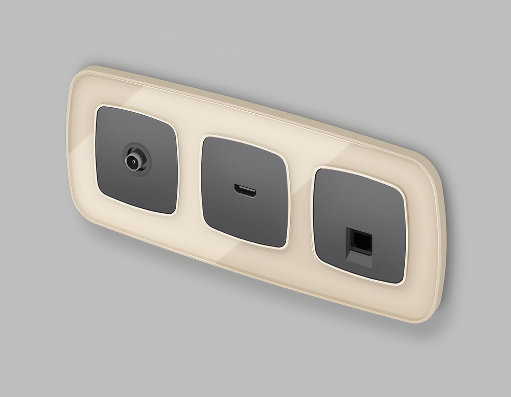 MO662030 Комплект механизма телефонной розетки OMEGA Антрацит серый RJ-11(4P4C) с шторкой QUANT (OP6620, VM190)