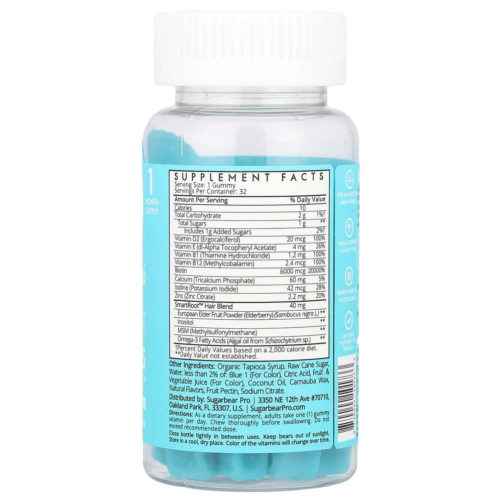 SugarbearPro, Hair Vitamins Gummies, 32 Gummies