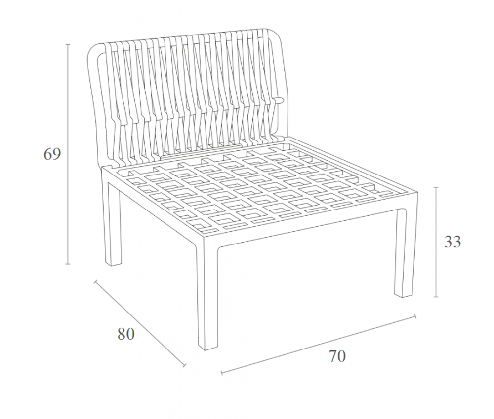 Модуль пластиковый для дивана Siesta Contract Portofino Lounge, черный
