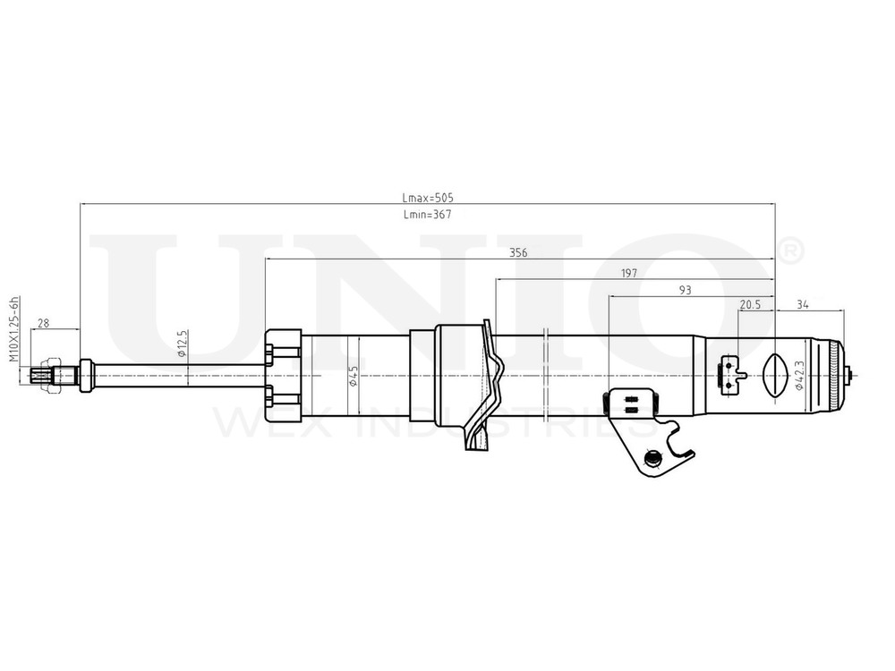 Амортизатор газовый передней подвески правый UNIO SAB-10009