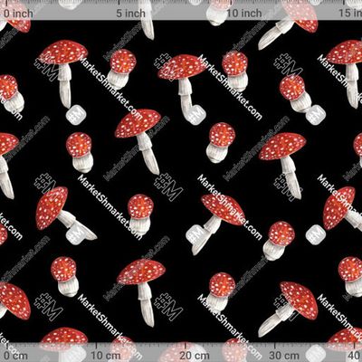 Мухоморы на черном by JuliaBadeeva 400 DPI