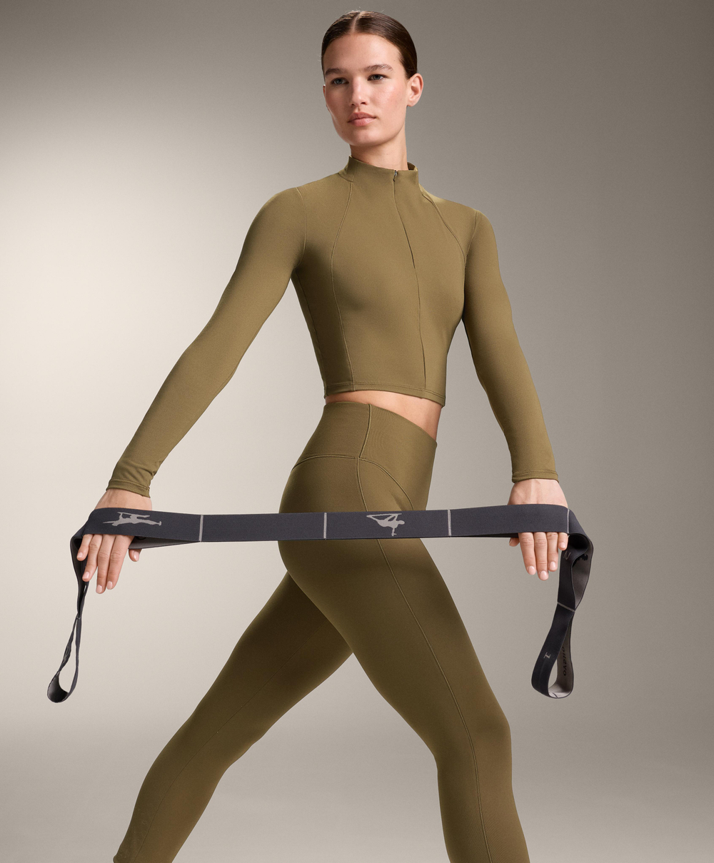 Oysho Топ с длинным рукавом Evermove, оливково-зеленый