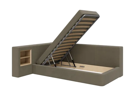 Диван-кровать Cube c нишей M (серо-зеленый FiberGuardе)