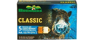 Патрон 12/70 Brenneke Classic, пуля 31,5 гр, коробка 5 шт.