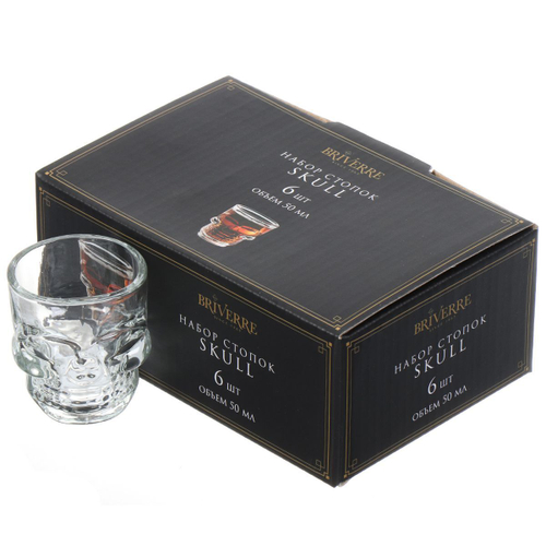 Стопка стекло, 50 мл, 6 шт, Briverre, Череп, BR2013