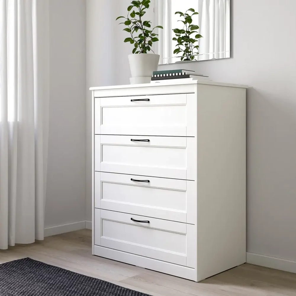 Комод с 4 ящиками - IKEA SONGESAND/СОНГЕСАНД ИКЕА, 50х82х104 см, белый