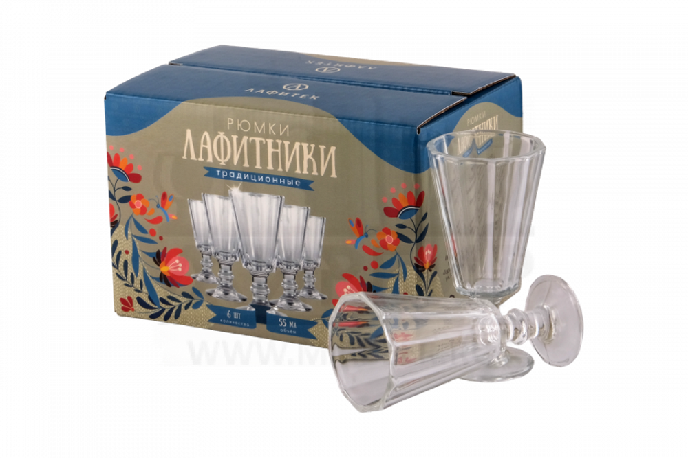 Подарочный набор рюмок-лафитников "ЛАФИТЕК" 55 мл "Традиционные", 6 шт