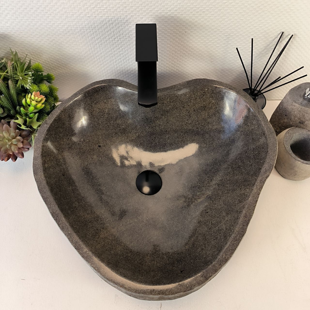 Каменная раковина из речного камня RS-05380 (53*49*15) 0857 из натурального камня