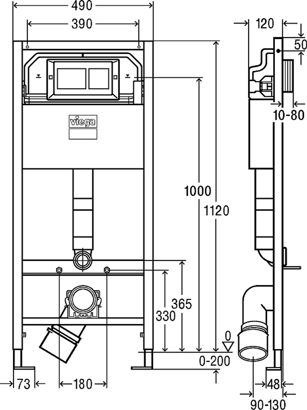 Комплект унитаза BelBagno Uno BB3105CHR/SC с инсталляцией Viega Prevista Dry 8524.14 792596 с сиденьем Микролифт и клавишей смыва Хром