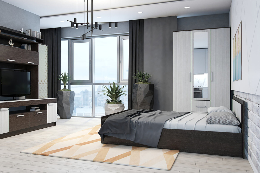 Кровать 90х200 с проложками ДСП Фиеста LIGHT, венге / лоредо