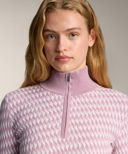 Oysho Лонгслив Base Layer из вязаного жаккарда с геометрическим узором, фиолетово-розовый