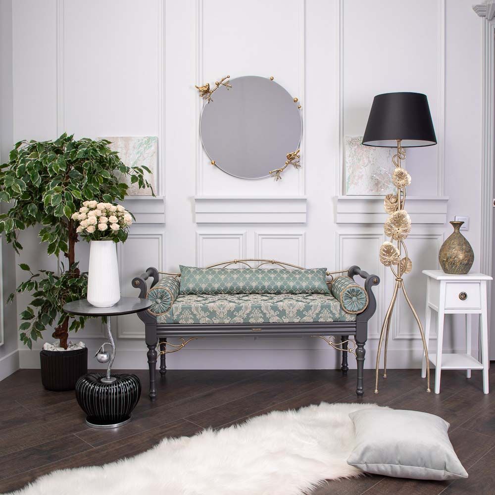 Банкетка Флоренция Премиум Серый Каледония Даймонд Минт Амбер