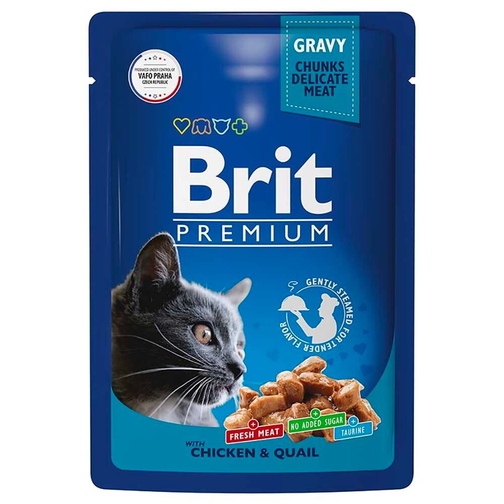 Brit Premium консервы для кошек с цыпленком и перепелкой в соусе 85 г (пакетик)