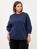 Свитшот оверсайз утепленный с рукавами 3/4 индиго