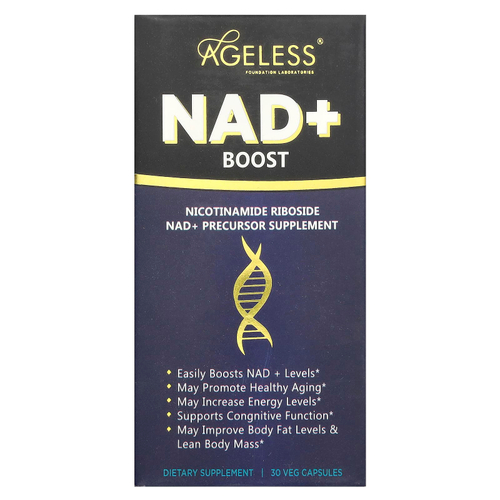 Ageless Foundation Laboratories, NAD + Boost, 30 растительных капсул