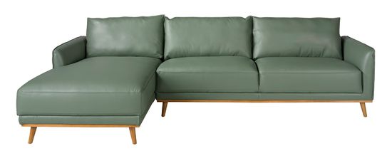 Угловой диван с левым шезлонгом 6200/5607-L-M5677 Angel Cerda из зеленой кожи