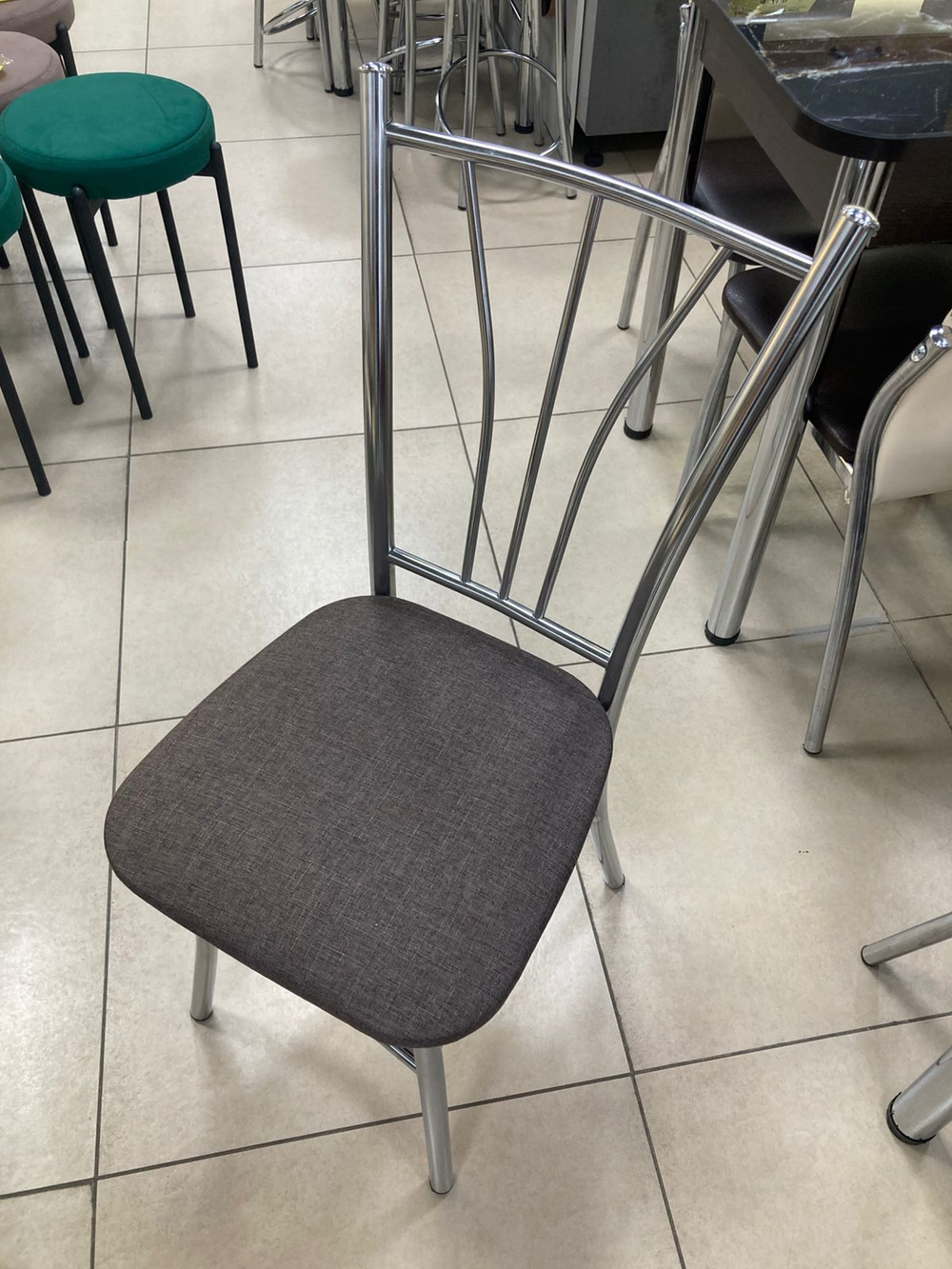 Стул Трилогия каракас хром основание трапеция рогожка бурая