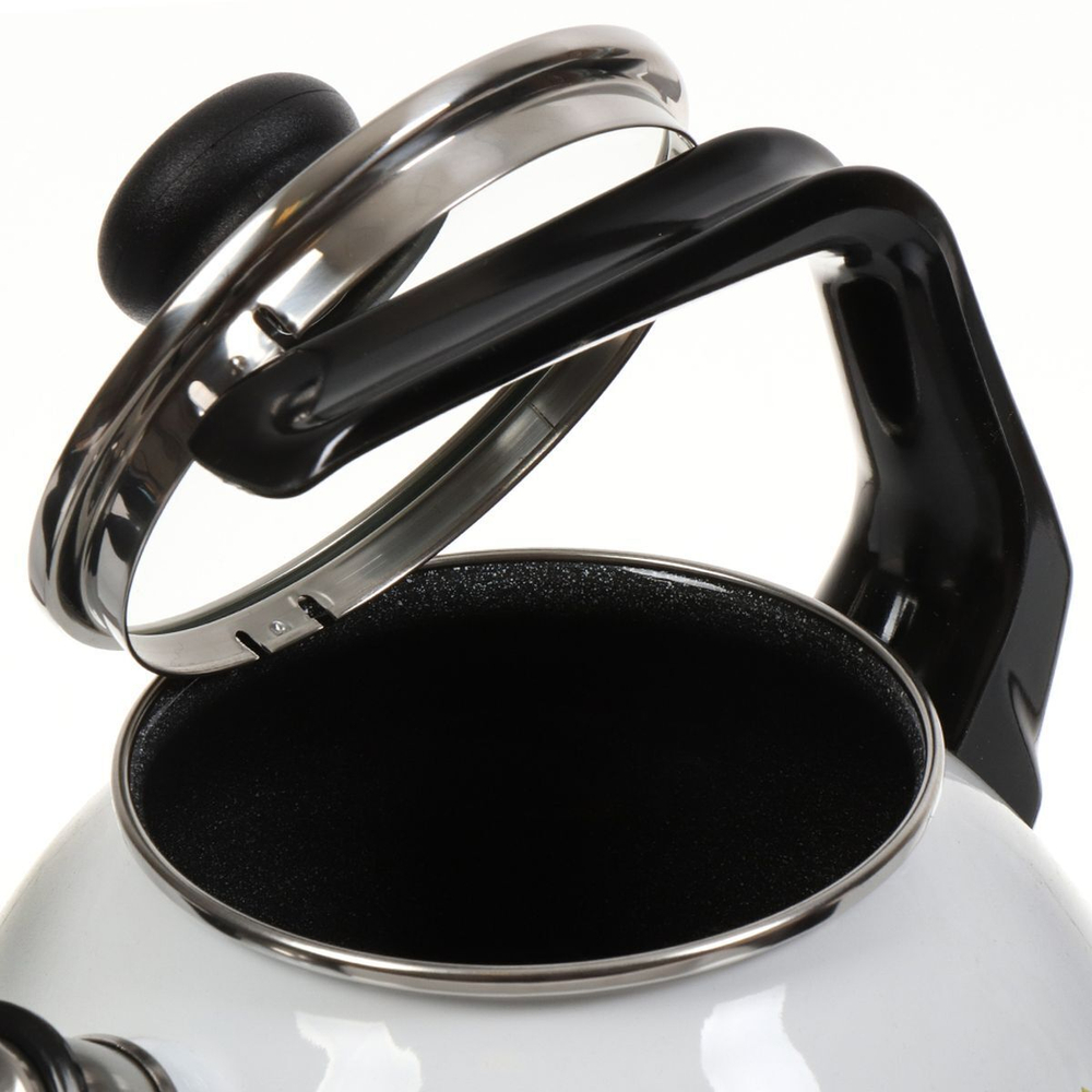 Чайник сталь, эмал, 3 л, свист, ручк пластик, СтальЭмаль, Vitross Iris, индукц, белоснежный, 1RC12