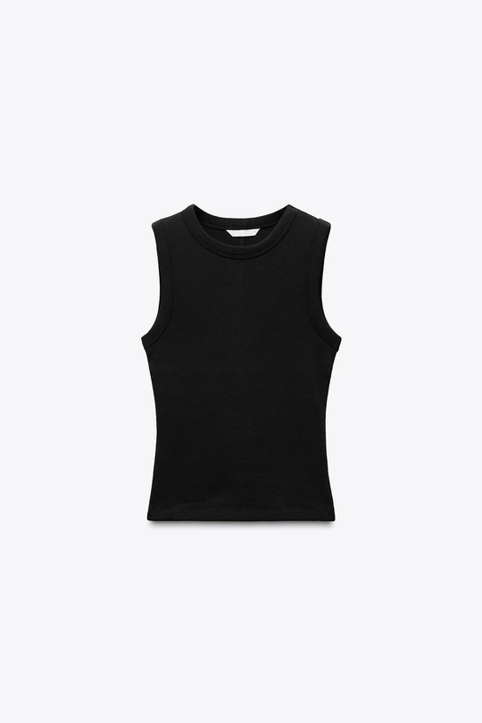 ZARA ТОП В РУБЧИК, ЧЕРНЫЙ