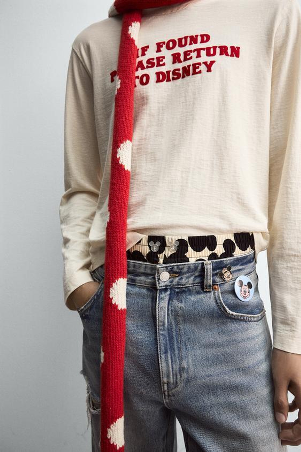 ZARA HARRY LAMBERT X DISNEY ФУТБОЛКА С НАДПИСЬЮ, ЭКРЮ