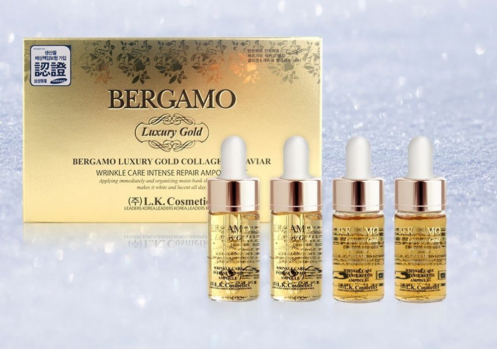Сыворотка для лица с экстрактом золота BERGAMO Luxury Gold Collagen&amp;Caviar Ampoule 13 мл