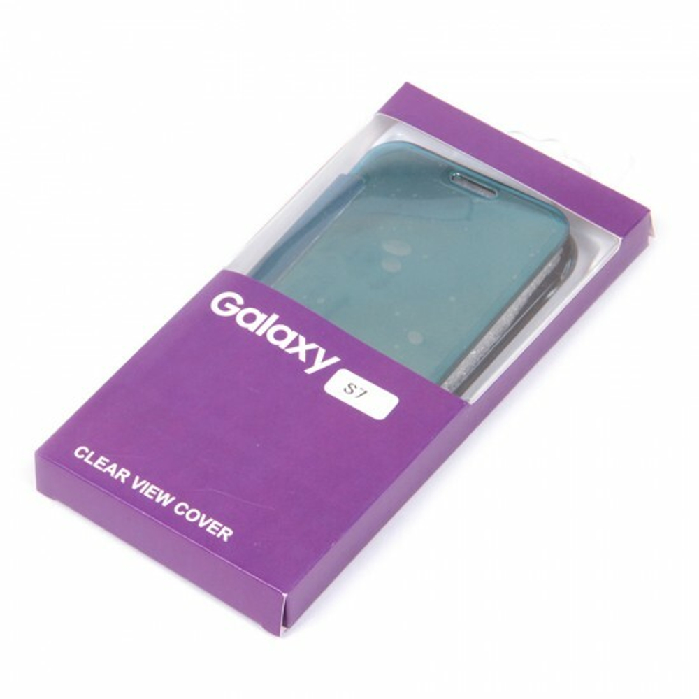 Чехол-книжка Clear View для Samsung Galaxy S7, 009123 Золотой