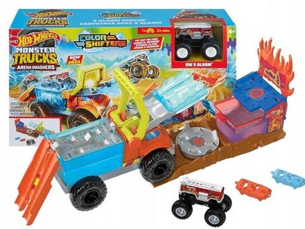 Игрушечный трек Hot Wheels Monster Trucks Arena Smashers Color Shifters - Игровой набор Изменение цвета Пожарное спасение - Хот Вилс Монстр Трак HPN73