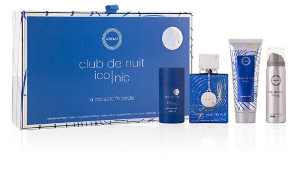 Парфюмерные наборы Club De Nuit Blue Iconic - EDP 105 ml + tuhý deodorant 75 g + deodorant ve spreji 50 ml + sprchový gel 100 ml