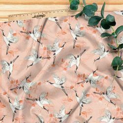 Ткань лен японский журавль