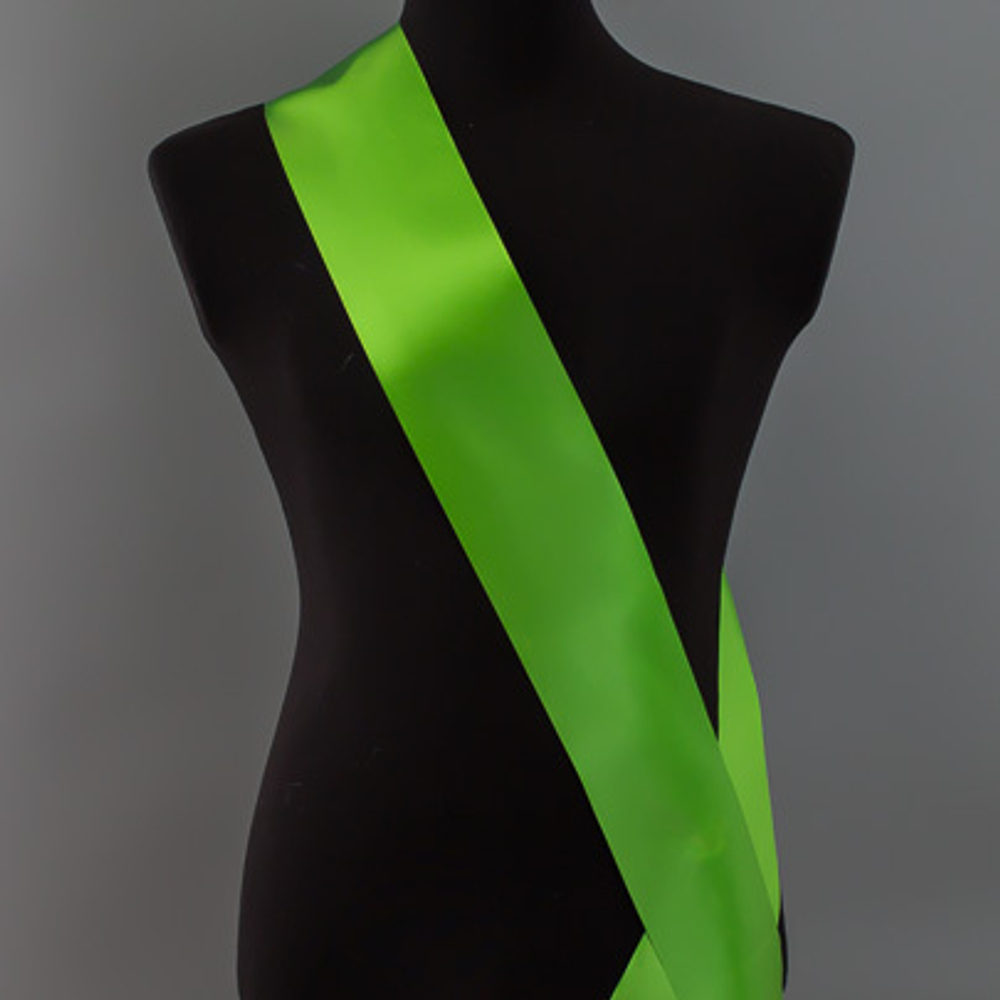 Лента наградная для конкурса красоты С НАНЕСЕНИЕМ. Цвет ленты ЗЕЛЕВЫЙ. Крепление булавка.