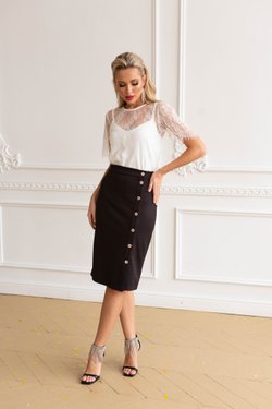 Юбка-карандаш темно-коричневая из вискозы